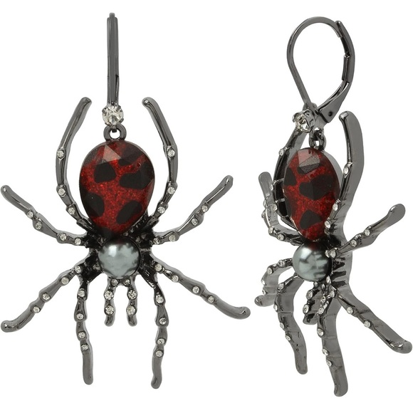 🕷️BETSEY JOHNSON DROP DOWN SPIDER EARRINGS🕷️NWT - Picture 1 of 9